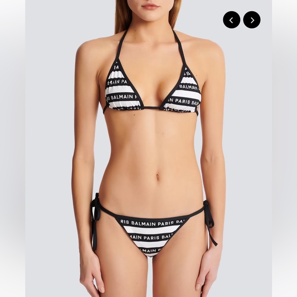 BALMAIN***Black + White Logo Striped String Bikini Set**XS, Sm., Large***$570 - Picture 6 of 13